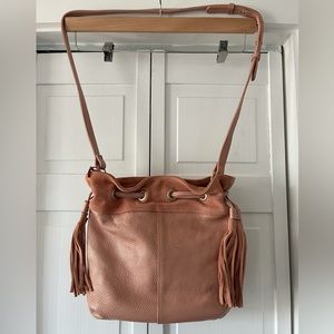 Pink Italian leather crossbody purse